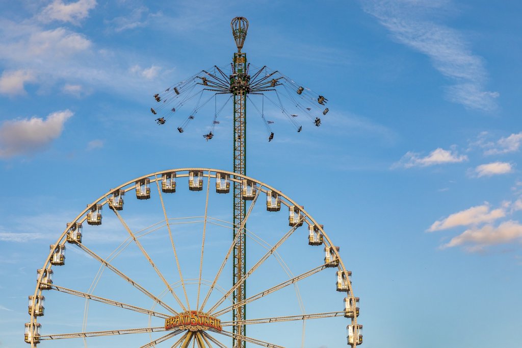 ferris wheel, amusement ride, sky