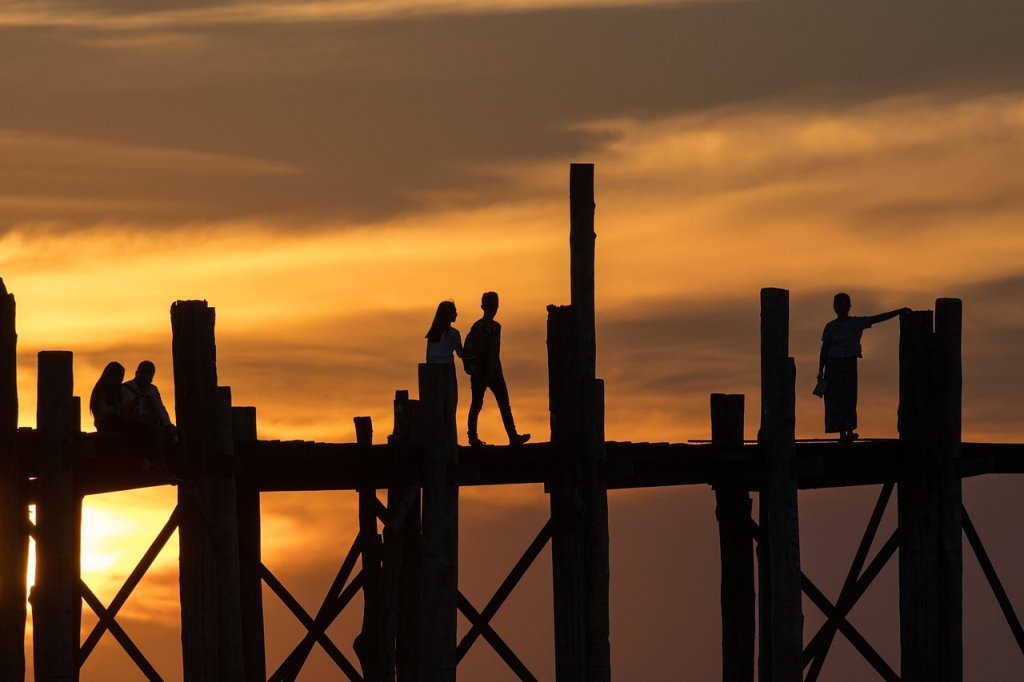 sunset, couple, nature