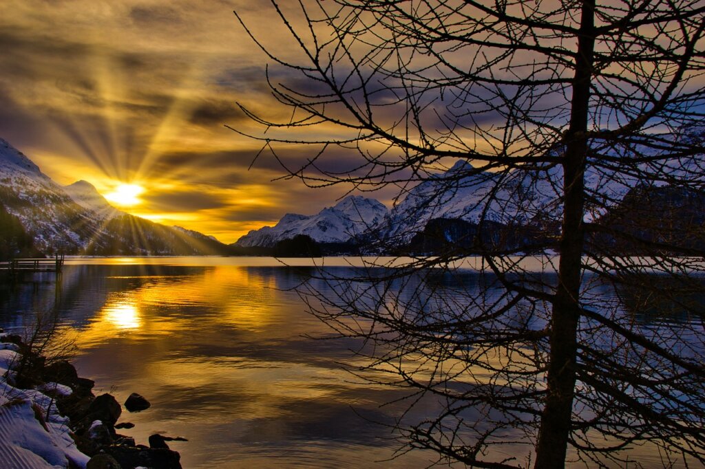 lake sils, mountains, lake